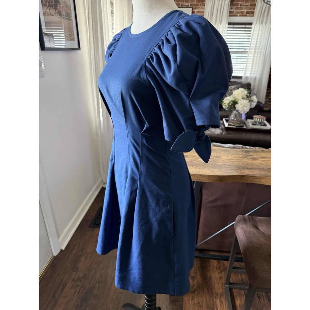 Tuckernuck Sea New York Mini Blue Puff Sleeve Dress Navy Size 4 Pockets Coquette - Picture 4 of 7